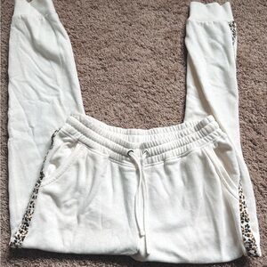 Cotton On White Joggers with Leopard Print Trim